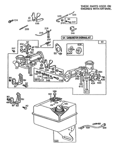 Carburetor Assembly Fuel Tank 3 Diagram and Parts List for 82232-0157-01  Briggs and Stratton Engine